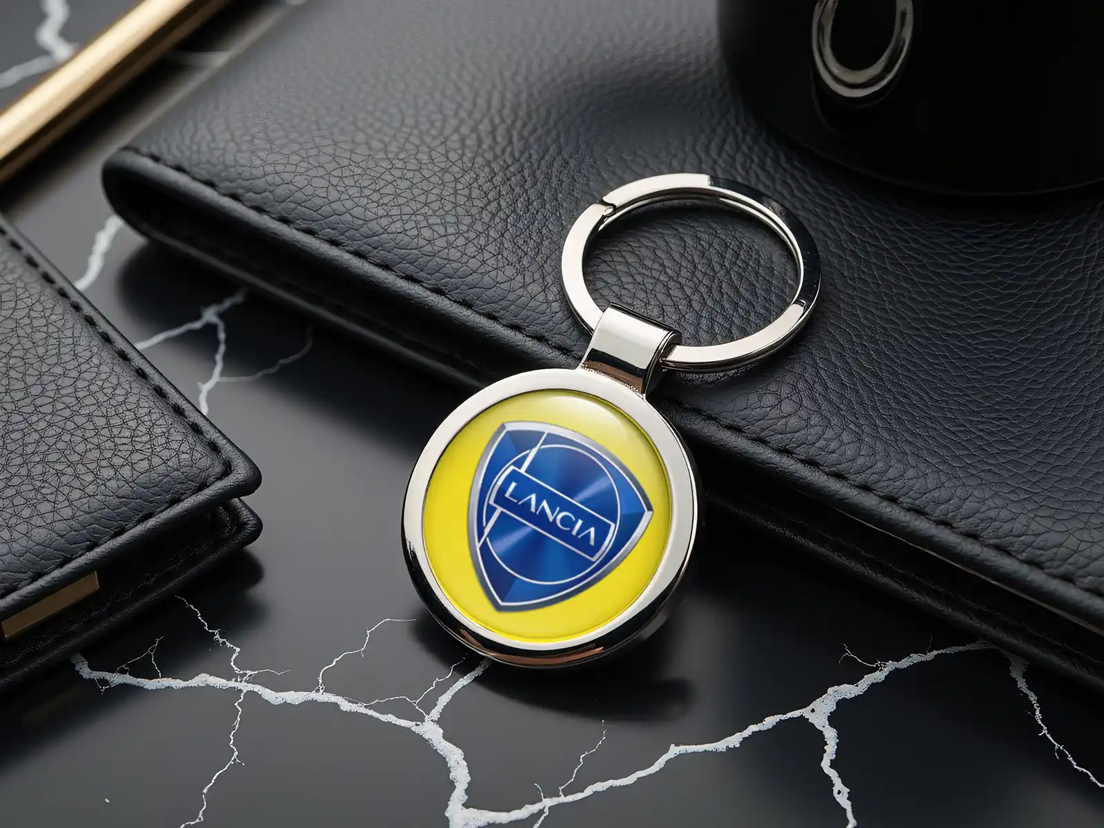 Lancia Portachiavi Metallo Acciaio Inox Aspetto Premium